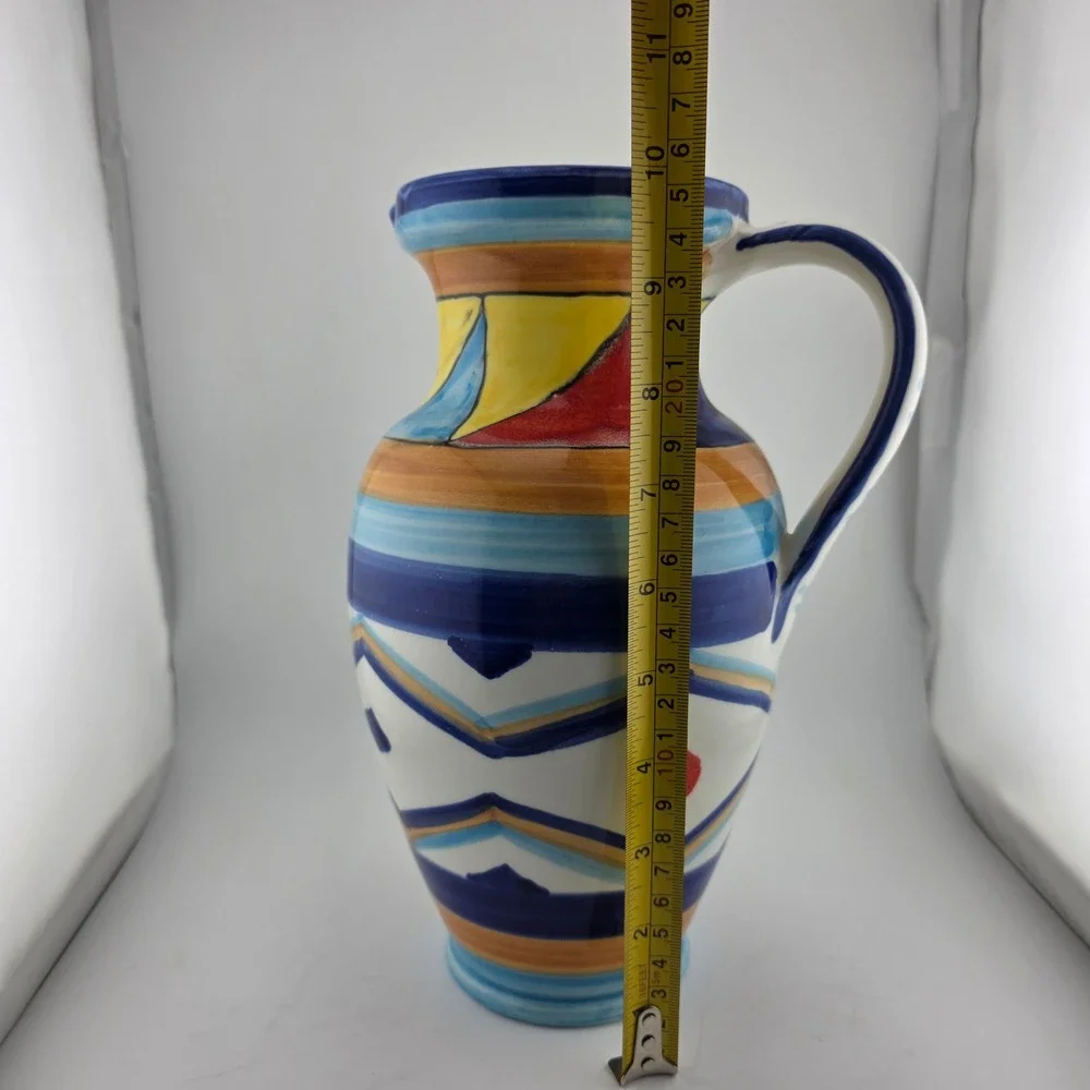 Pier 1 Imports Italian Hand Painted Ceramic Pitcher‎ Vase Made in Italy